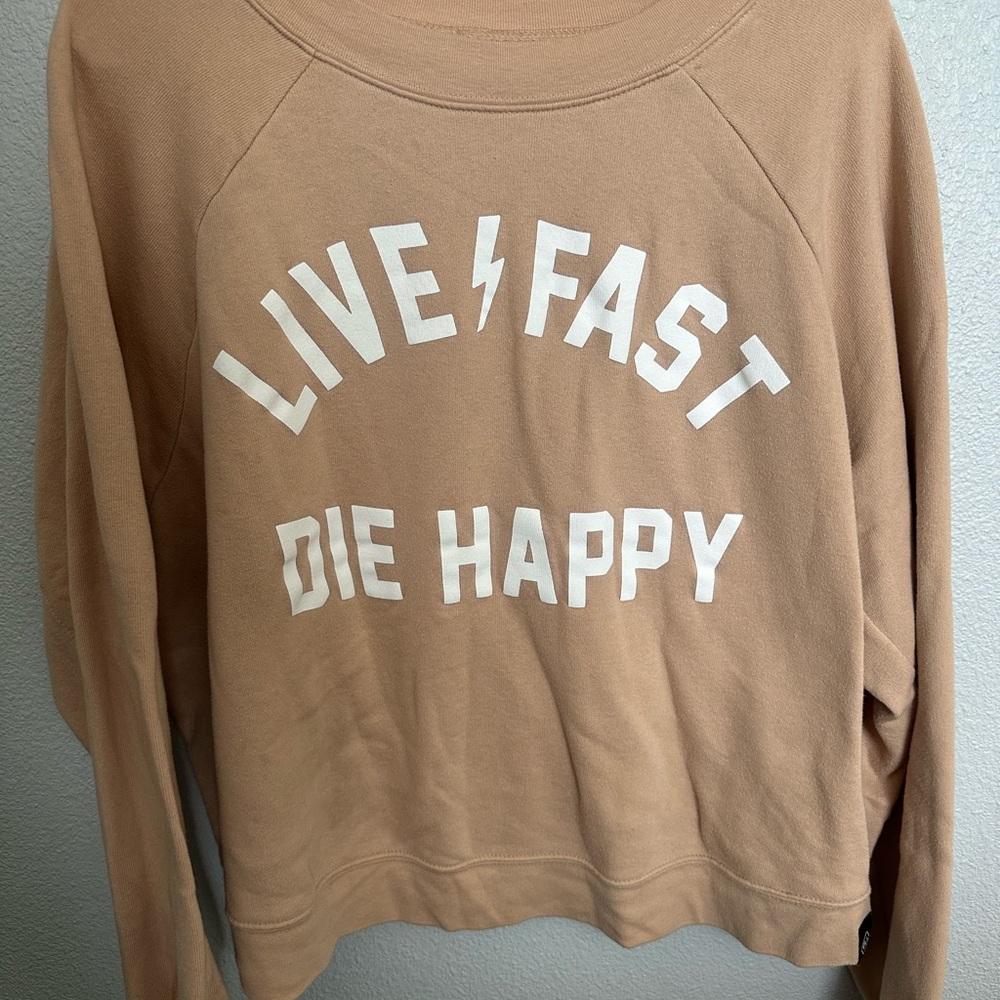 Live Fast Die Happy Tan Sweater